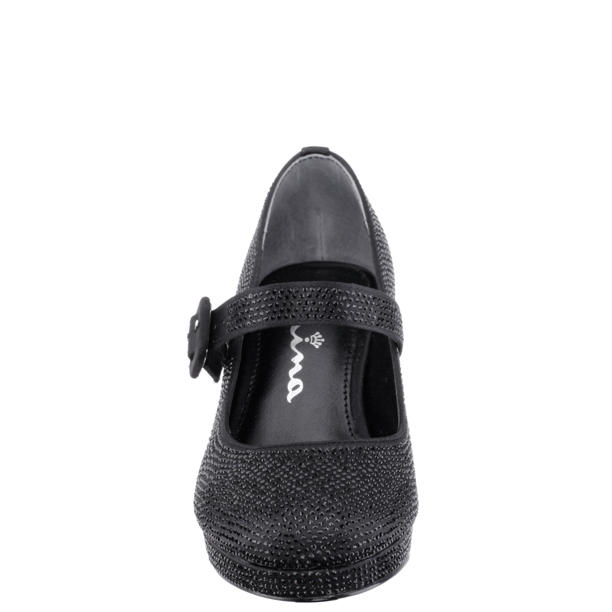 Girls Catalina2 Black Stone Adjustable Buckle Dress Shoe | Nina Shoes