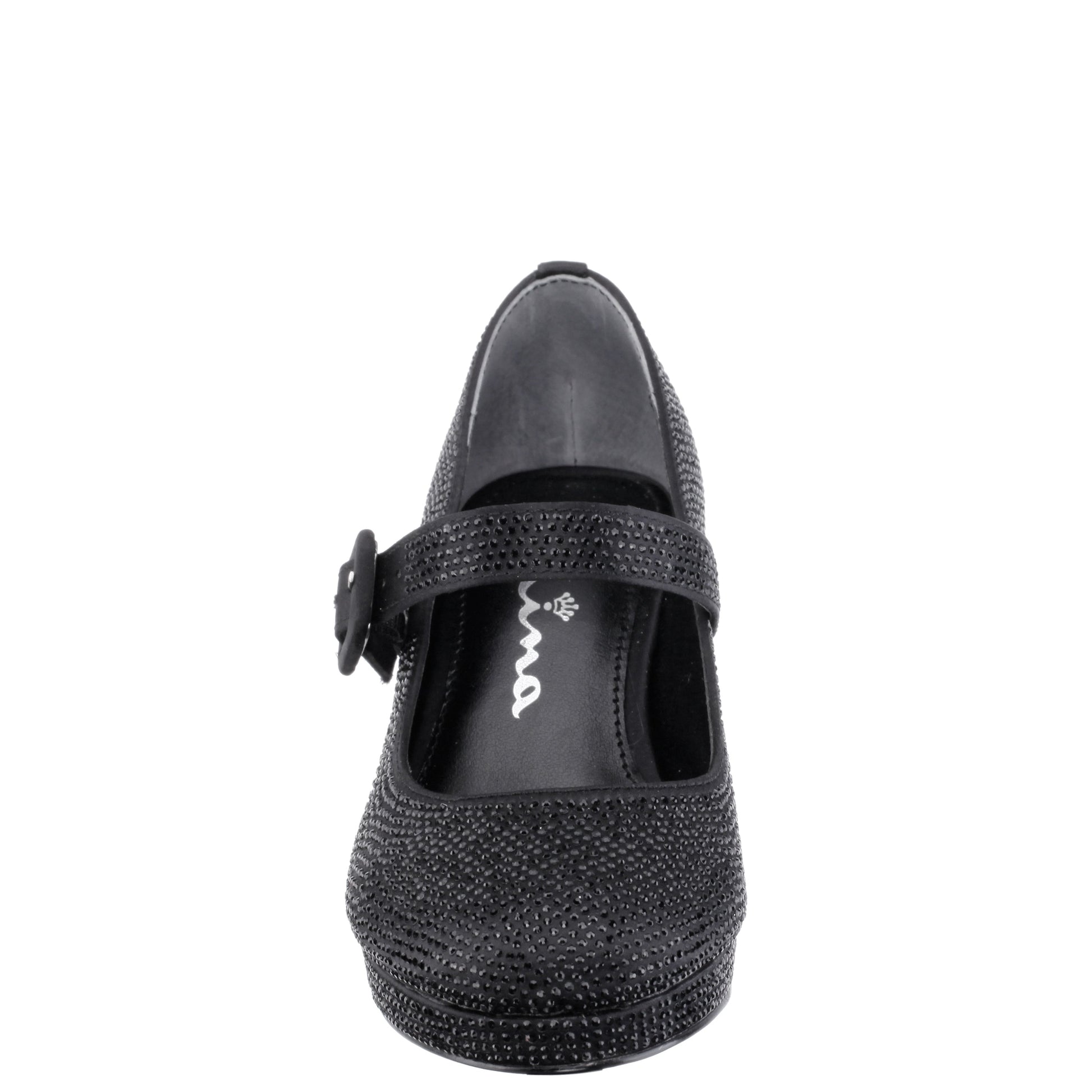 Girls Catalina2 Black Stone Adjustable Buckle Dress Shoe | Nina Shoes
