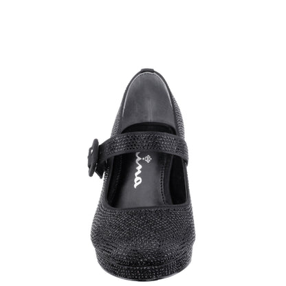 Girls Catalina2 Black Stone Adjustable Buckle Dress Shoe | Nina Shoes