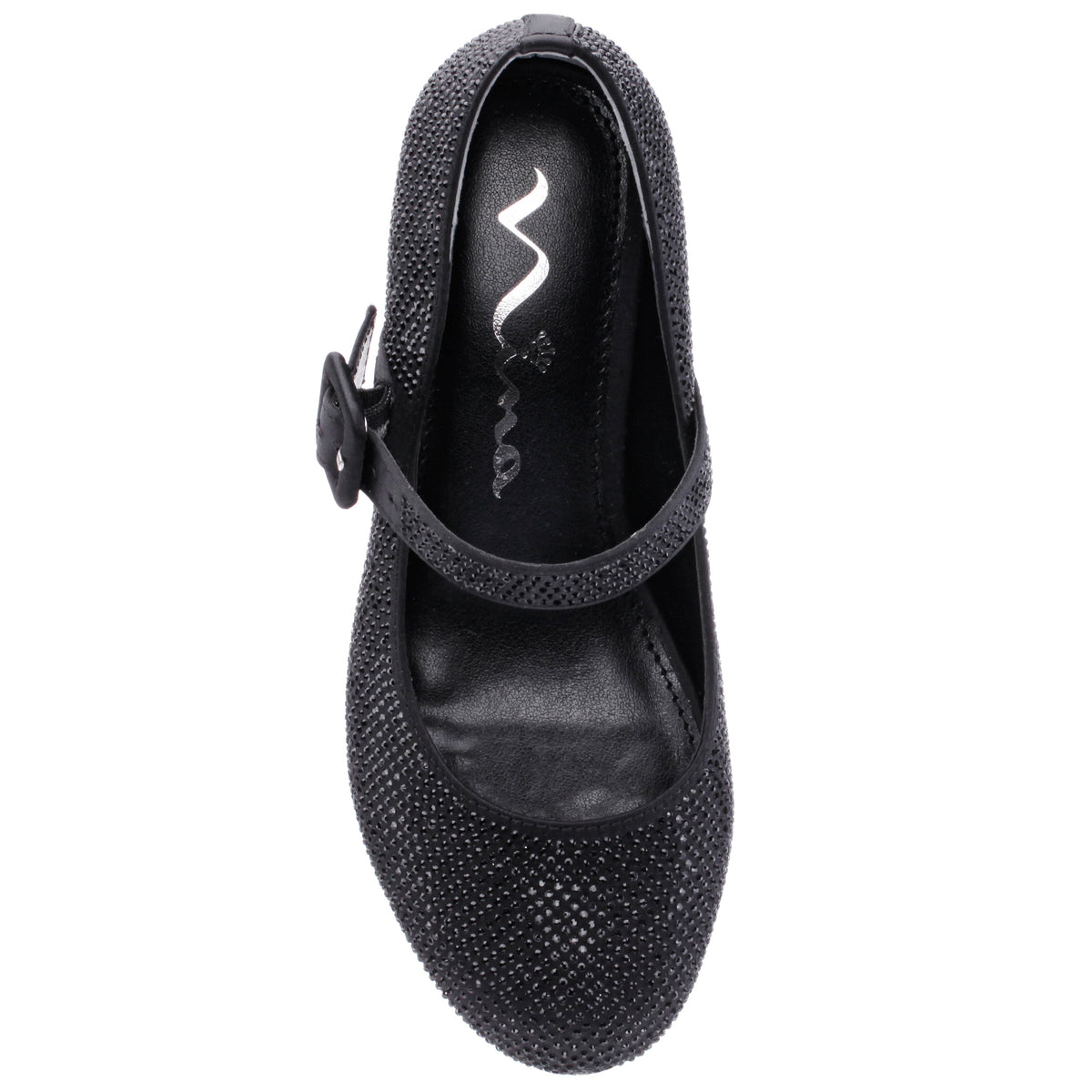 Girls Catalina2 Black Stone Adjustable Buckle Dress Shoe | Nina Shoes