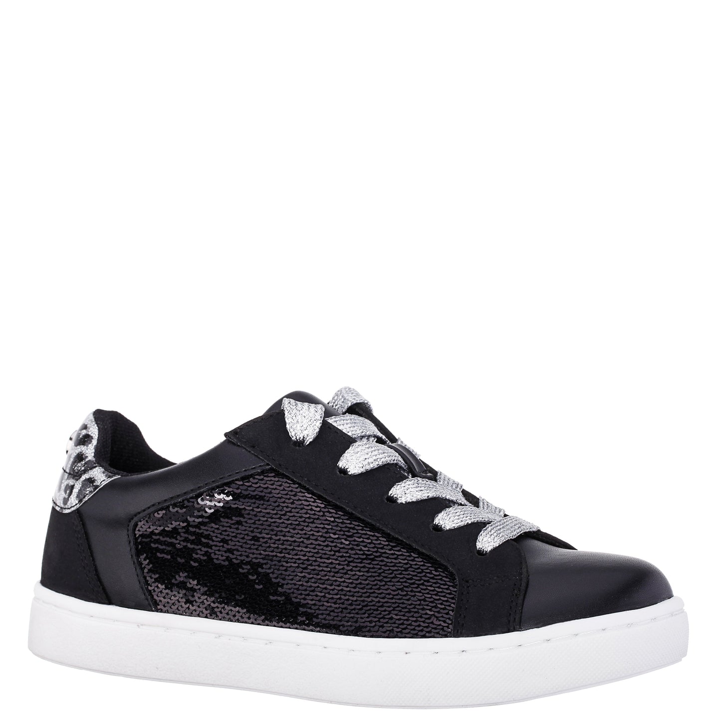 Girls Waleska Black Sequin Low Top Sneakers | Nina Shoes