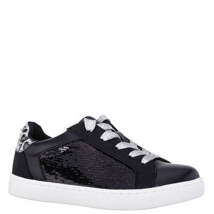 Girls Waleska Black Sequin Low Top Sneakers | Nina Shoes