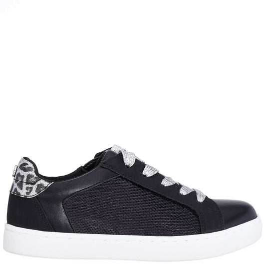 Girls Waleska Black Sequin Low Top Sneakers | Nina Shoes