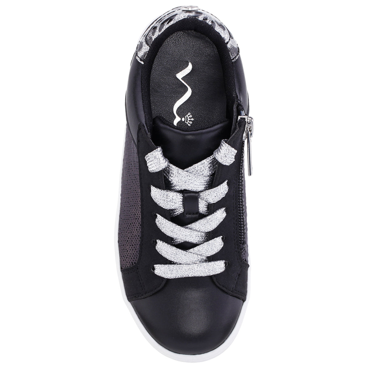 Girls Waleska Black Sequin Low Top Sneakers | Nina Shoes