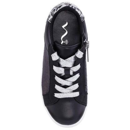 Girls Waleska Black Sequin Low Top Sneakers | Nina Shoes