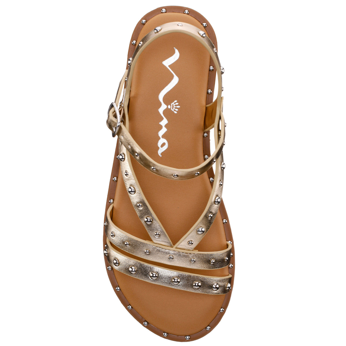 Girls Larsa Gold Studded Sandals | Nina Shoes