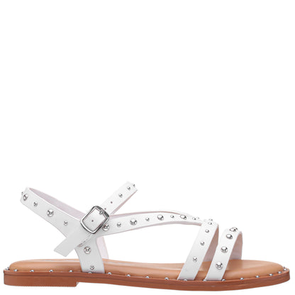 Girls Larsa White Studded Sandals | Nina Shoes