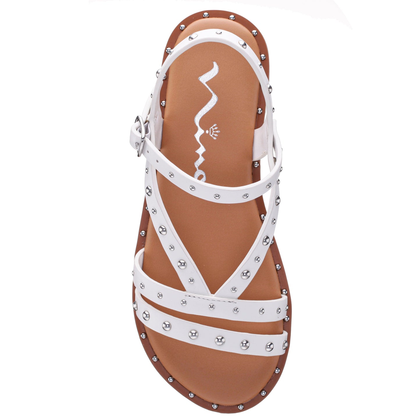 Girls Larsa White Studded Sandals | Nina Shoes