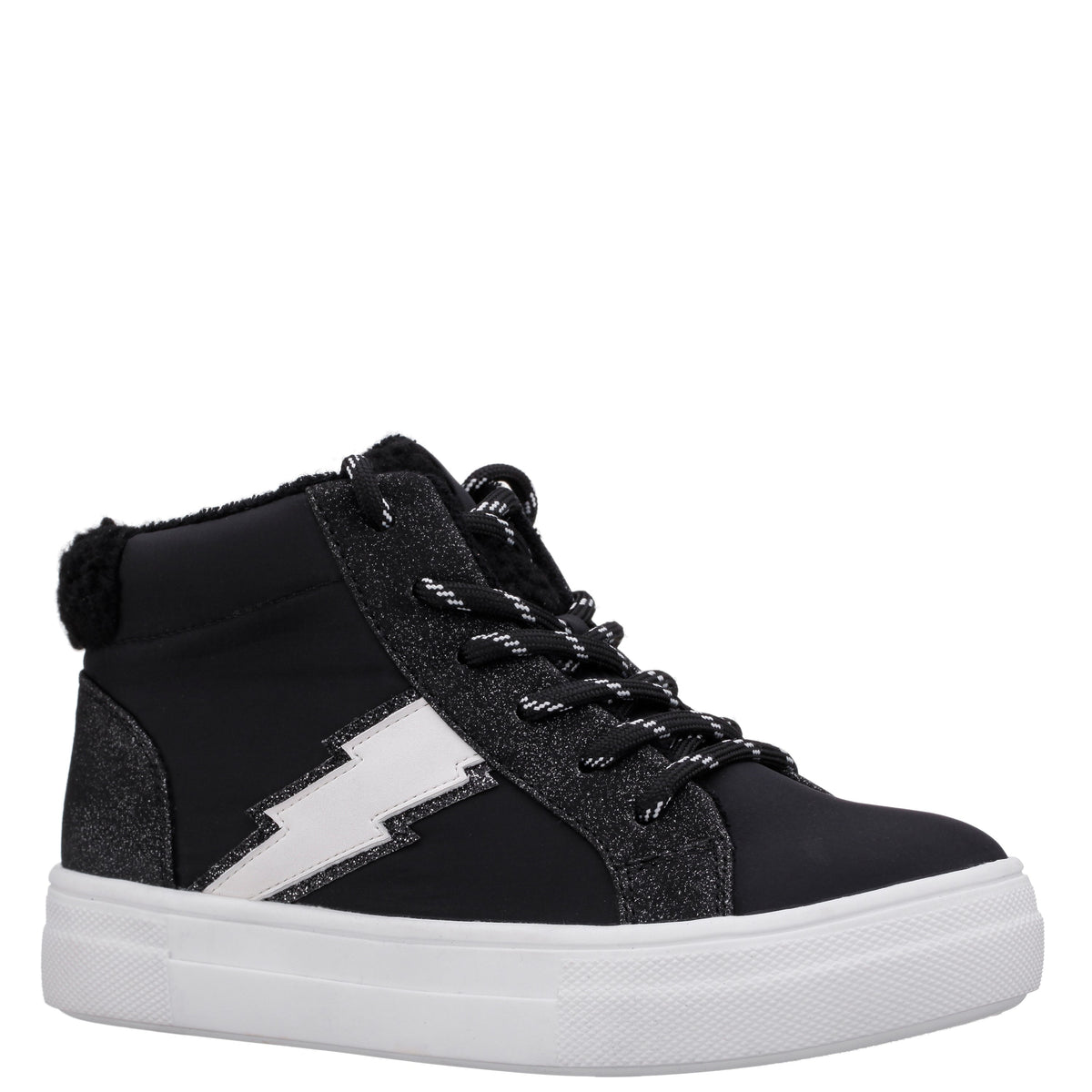 Girls Tricia Black Inside Zip High Top Sneakers | Nina Shoes