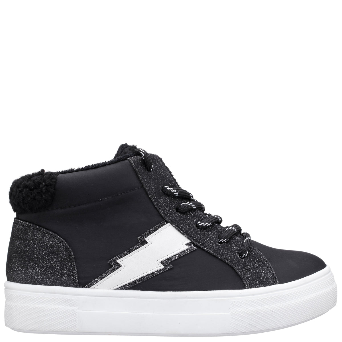 Girls Tricia Black Inside Zip High Top Sneakers | Nina Shoes