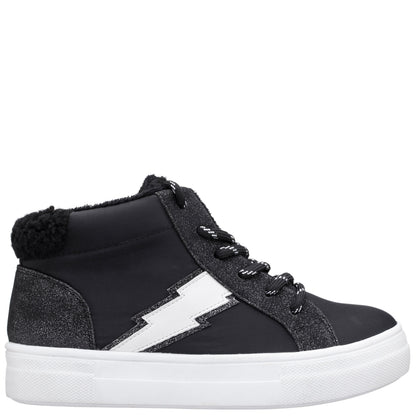 Girls Tricia Black Inside Zip High Top Sneakers | Nina Shoes