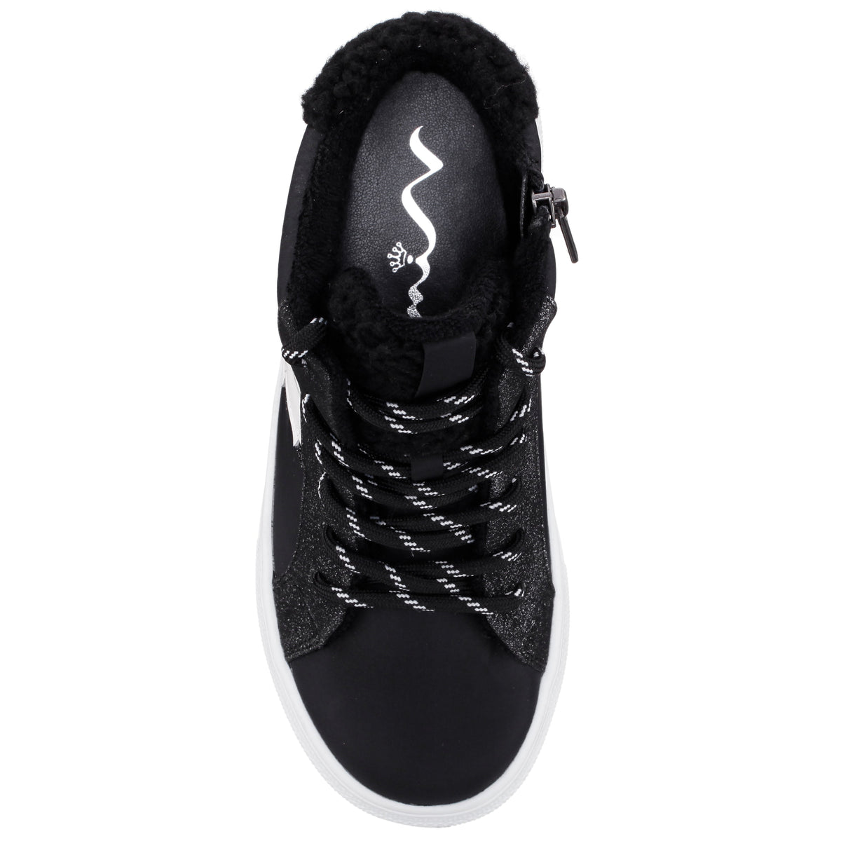 Girls Tricia Black Inside Zip High Top Sneakers | Nina Shoes