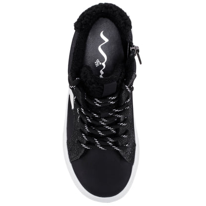 Girls Tricia Black Inside Zip High Top Sneakers | Nina Shoes