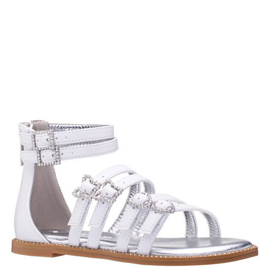 Girls Brie White Back Zip Sandals | Nina Shoes