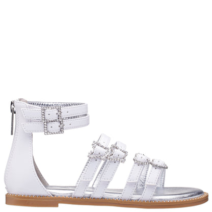 Girls Brie White Back Zip Sandals | Nina Shoes