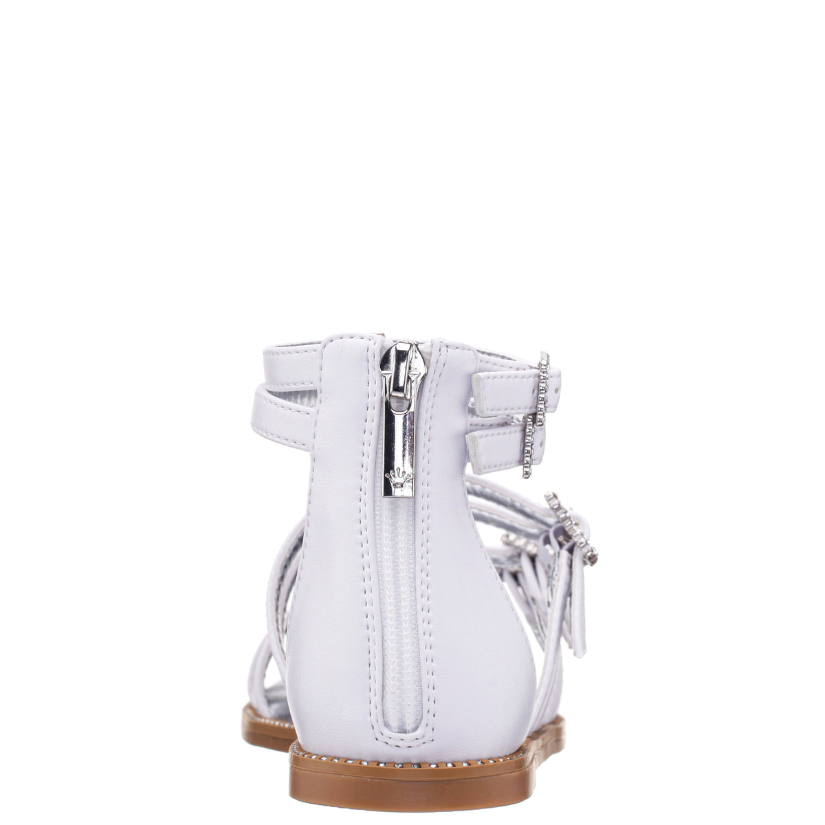Girls Brie White Back Zip Sandals | Nina Shoes