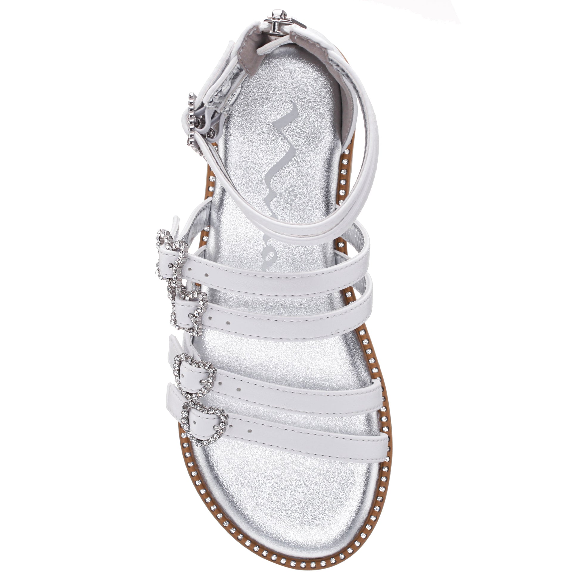Girls Brie White Back Zip Sandals | Nina Shoes