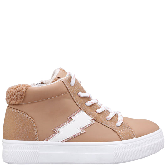 Girls Tricia Brown Inside Zip High Top Sneakers | Nina Shoes