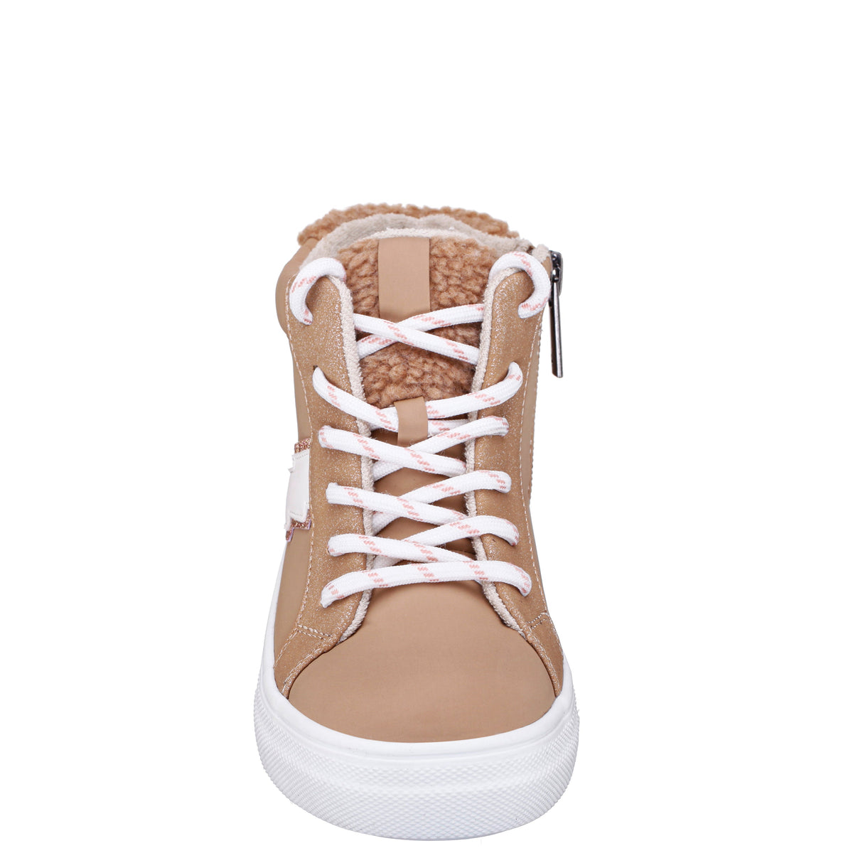 Girls Tricia Brown Inside Zip High Top Sneakers | Nina Shoes