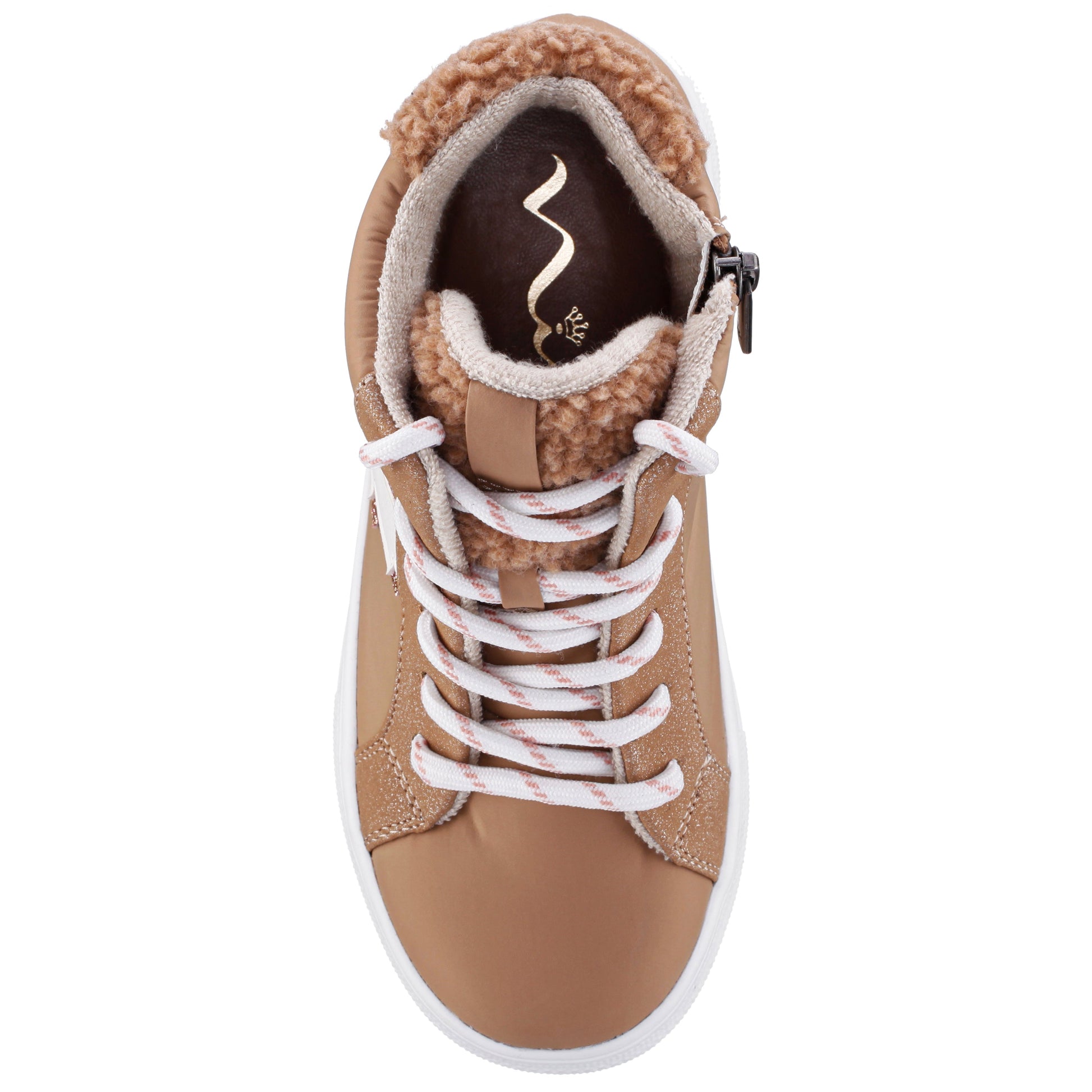Girls Tricia Brown Inside Zip High Top Sneakers | Nina Shoes