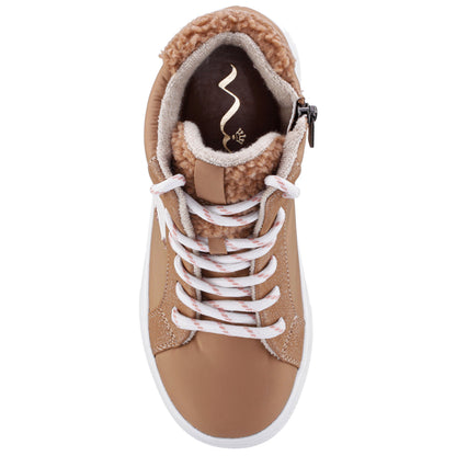 Girls Tricia Brown Inside Zip High Top Sneakers | Nina Shoes