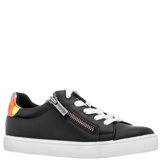 Girls Ammber Black side Zip Low top Sneakers | Nina Shoes