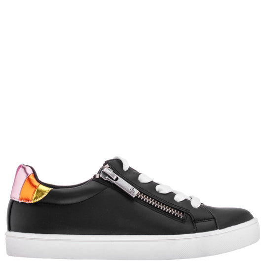 Girls Ammber Black side Zip Low top Sneakers | Nina Shoes