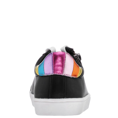Girls Ammber Black side Zip Low top Sneakers | Nina Shoes