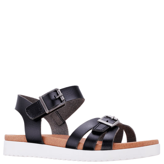 Girls Lacey Black ADJUSTABLE STRAP SANDALS | Nina Shoes