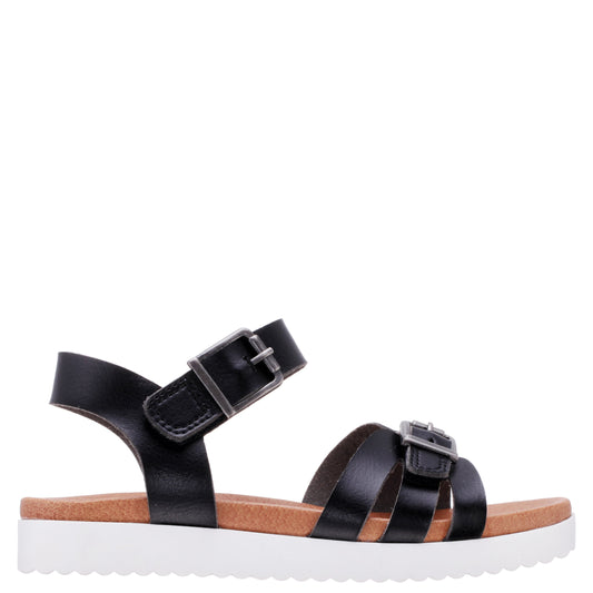 Girls Lacey Black ADJUSTABLE STRAP SANDALS | Nina Shoes