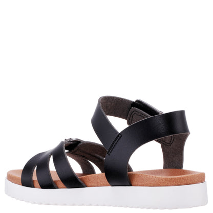 Girls Lacey Black ADJUSTABLE STRAP SANDALS | Nina Shoes