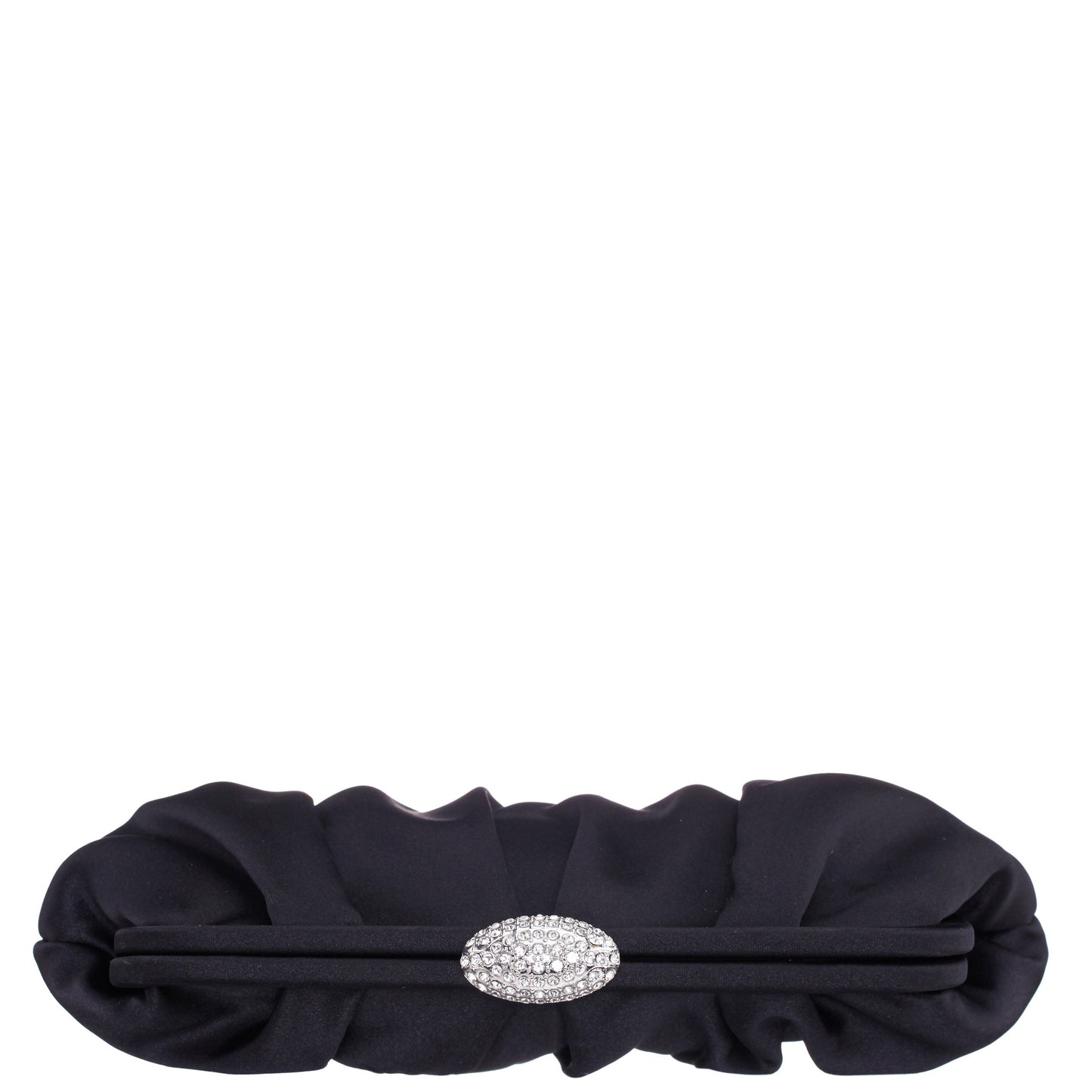 Concord Black Pleated Frame Clutch With Crystal Clasp | Nina Shoes