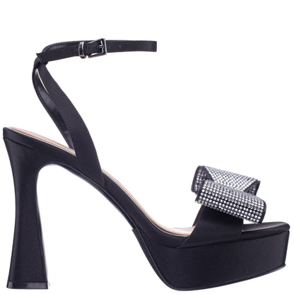 Agusta Black Satin Bow Ultra High Platform Sandals | Nina Shoes