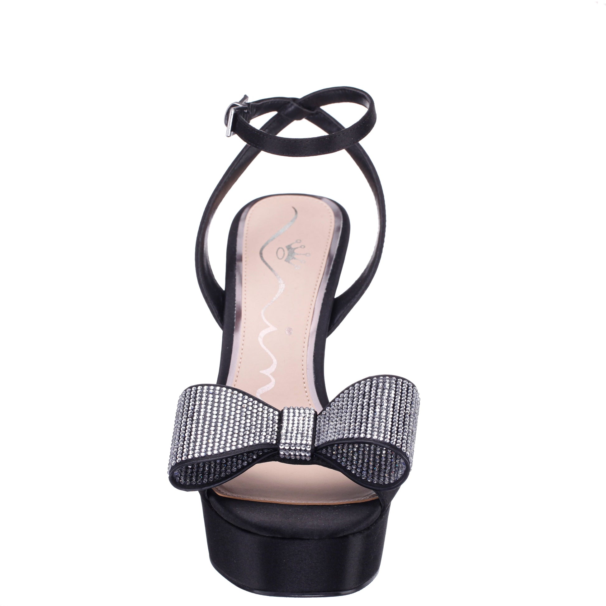 Agusta Black Satin Bow Ultra High Platform Sandals | Nina Shoes
