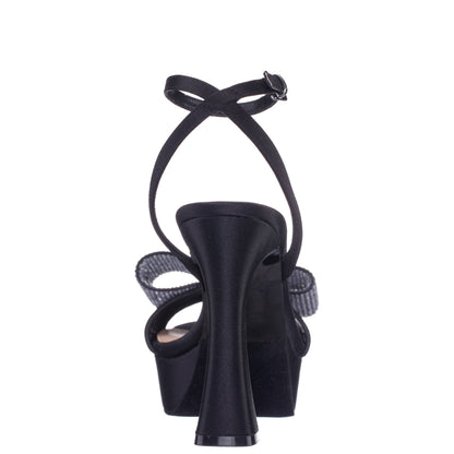 Agusta Black Satin Bow Ultra High Platform Sandals | Nina Shoes