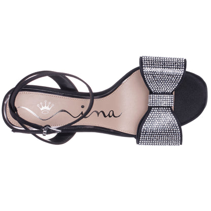 Agusta Black Satin Bow Ultra High Platform Sandals | Nina Shoes