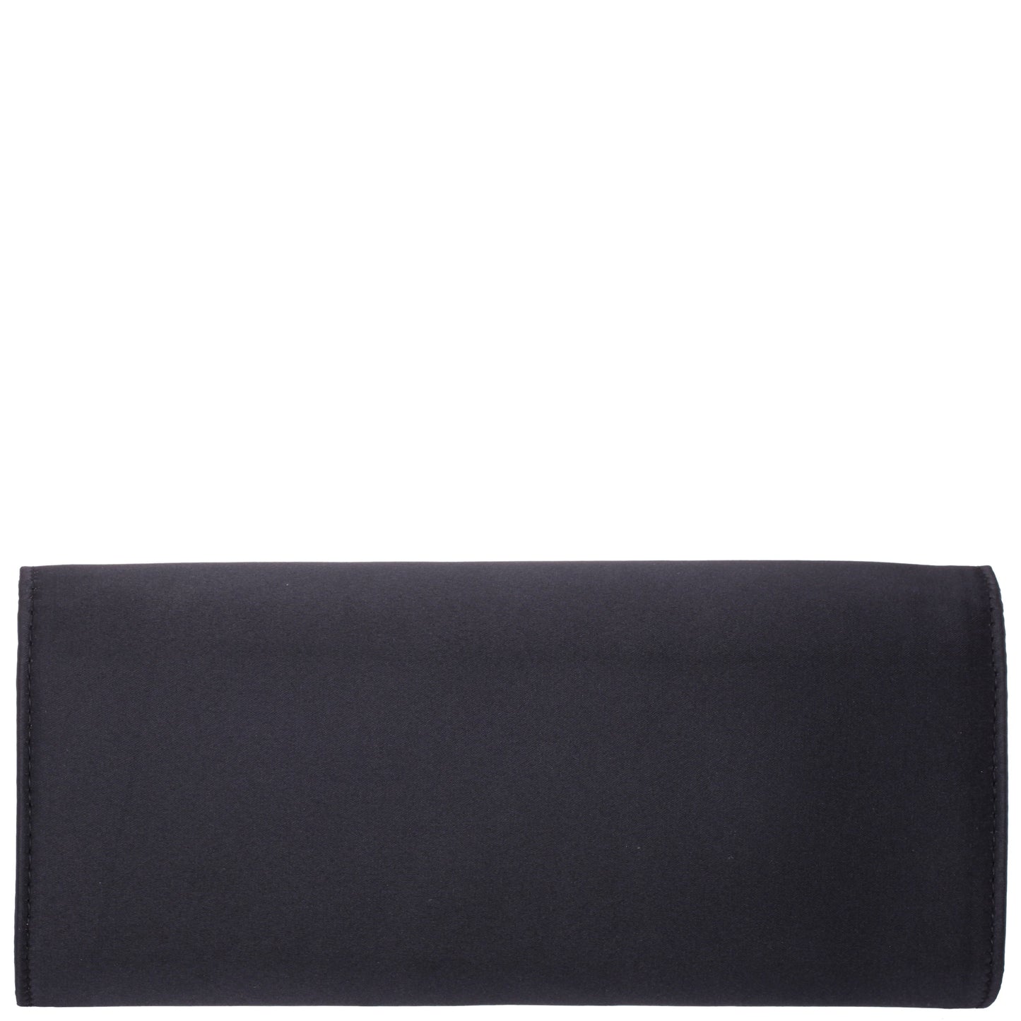 Twila Black Satin/Glass Crystal Envelope Clutch | Nina Shoes