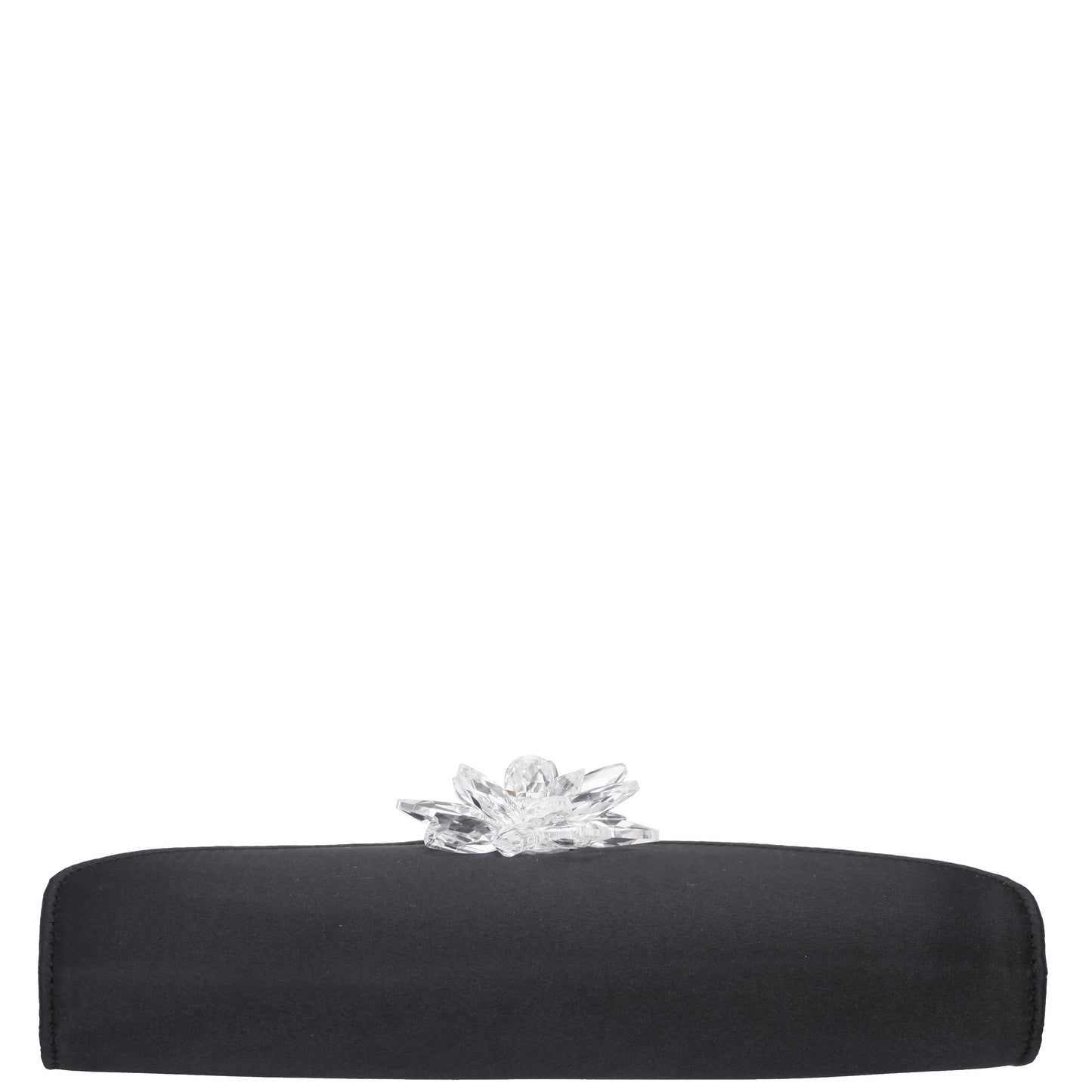 Twila Black Satin/Glass Crystal Envelope Clutch | Nina Shoes