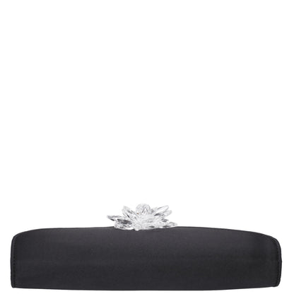 Twila Black Satin/Glass Crystal Envelope Clutch | Nina Shoes