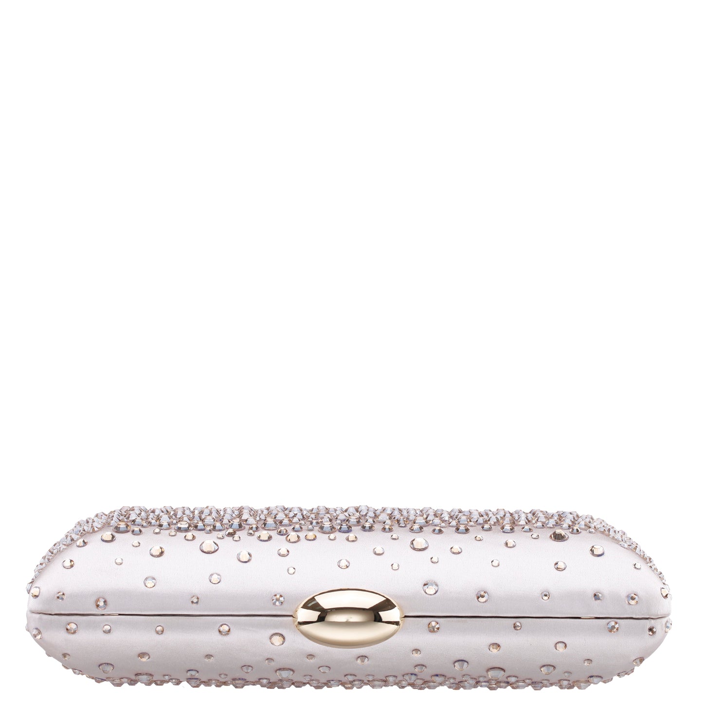 Purity Beige Satin/Glass Crystal Minaudiere | Nina Shoes