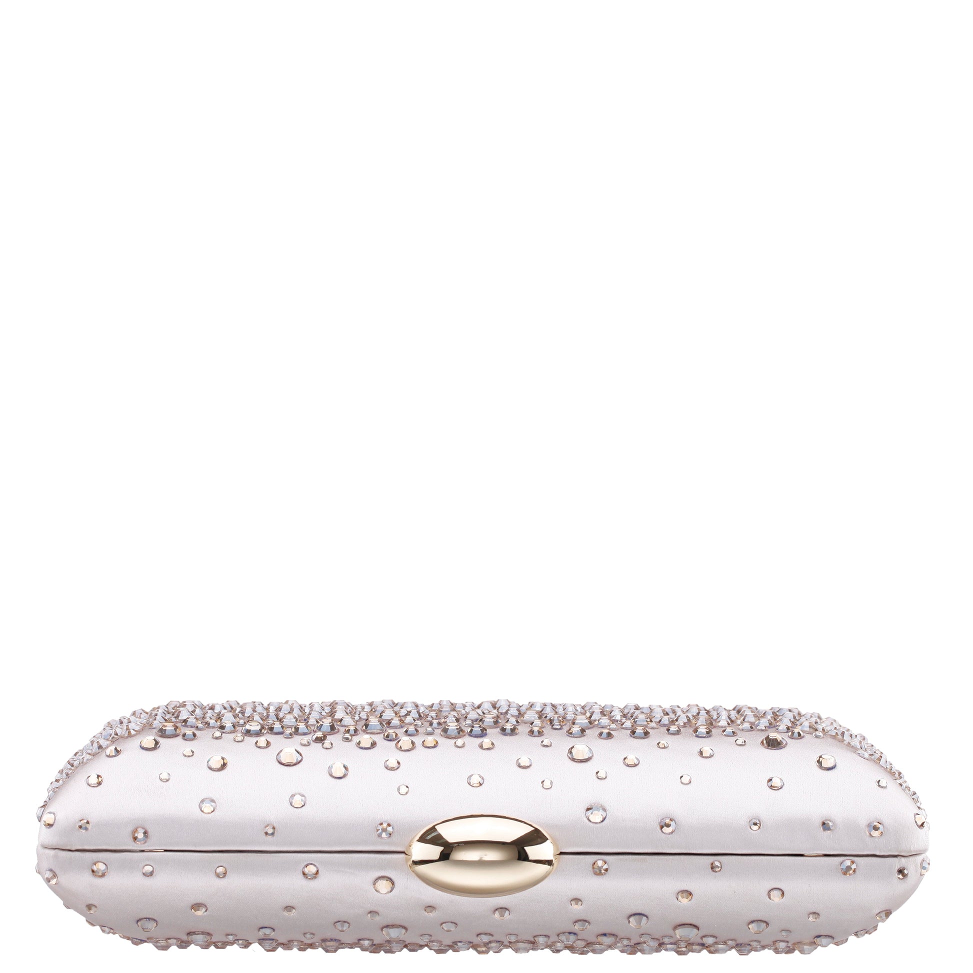 Purity Beige Satin/Glass Crystal Minaudiere | Nina Shoes