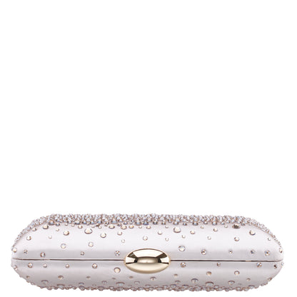 Purity Beige Satin/Glass Crystal Minaudiere | Nina Shoes