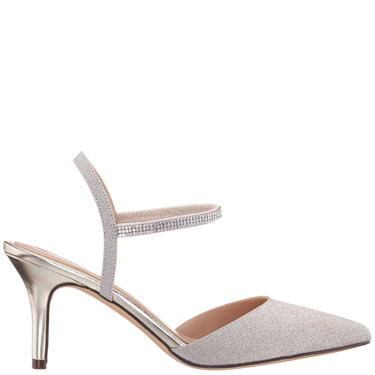 Taisha Gold Sling Back Mid-Heel Dress Shoes | Nina Shoes