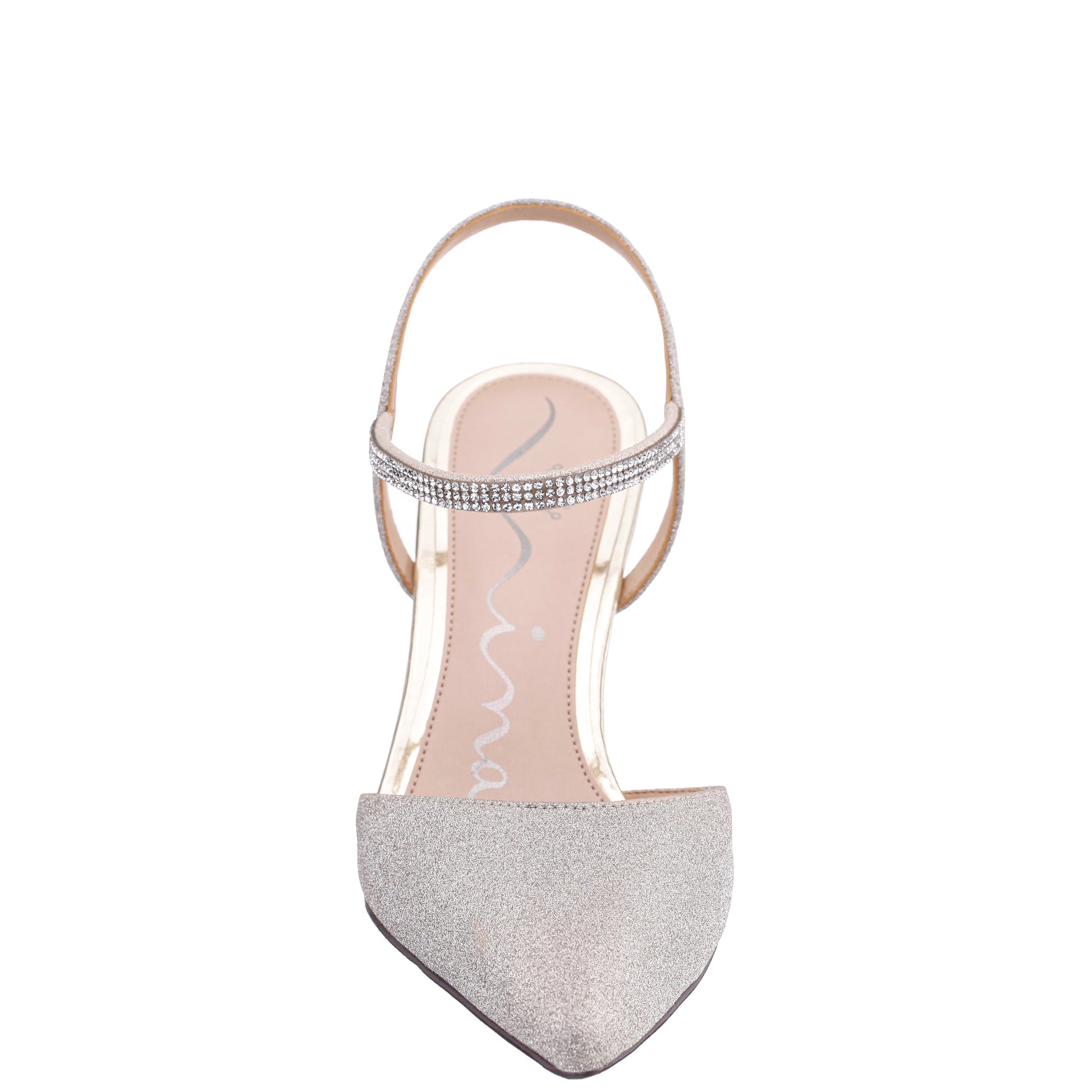 Taisha Gold Sling Back Mid-Heel Dress Shoes | Nina Shoes