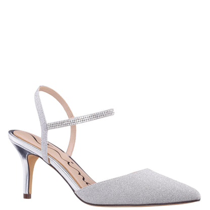 Taisha Silver Sling Back Mid-Heel Dress Shoes | Nina Shoes