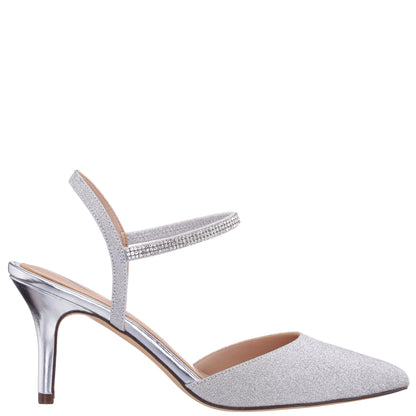 Taisha Silver Sling Back Mid-Heel Dress Shoes | Nina Shoes