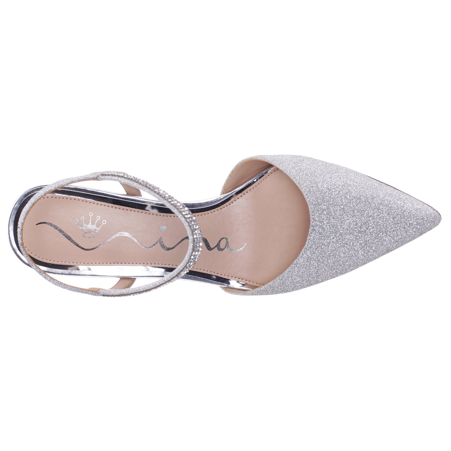 Taisha Silver Sling Back Mid-Heel Dress Shoes | Nina Shoes