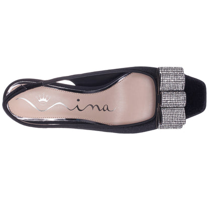 Jolanda Black Slip On Mid-Heel Dress Shoes | Nina Shoes