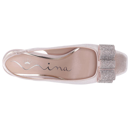 Jolanda Beige Slip On Mid-Heel Dress Shoes | Nina Shoes