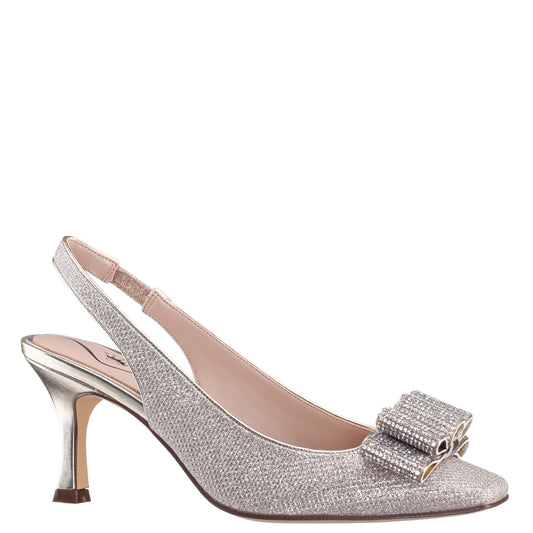 Jolanda Gold Slip On Mid-Heel Dress Shoes | Nina Shoes
